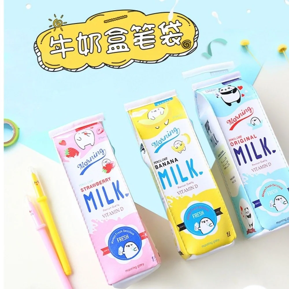 Cute Kawaii Strawberry Milk School Travel Pencil Case Pouch